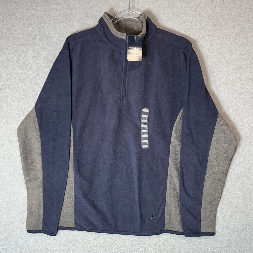 NORDICTRACK FLEECE Pullover Mens Medium 1/4‎ zipper  Navy Blue and Gray